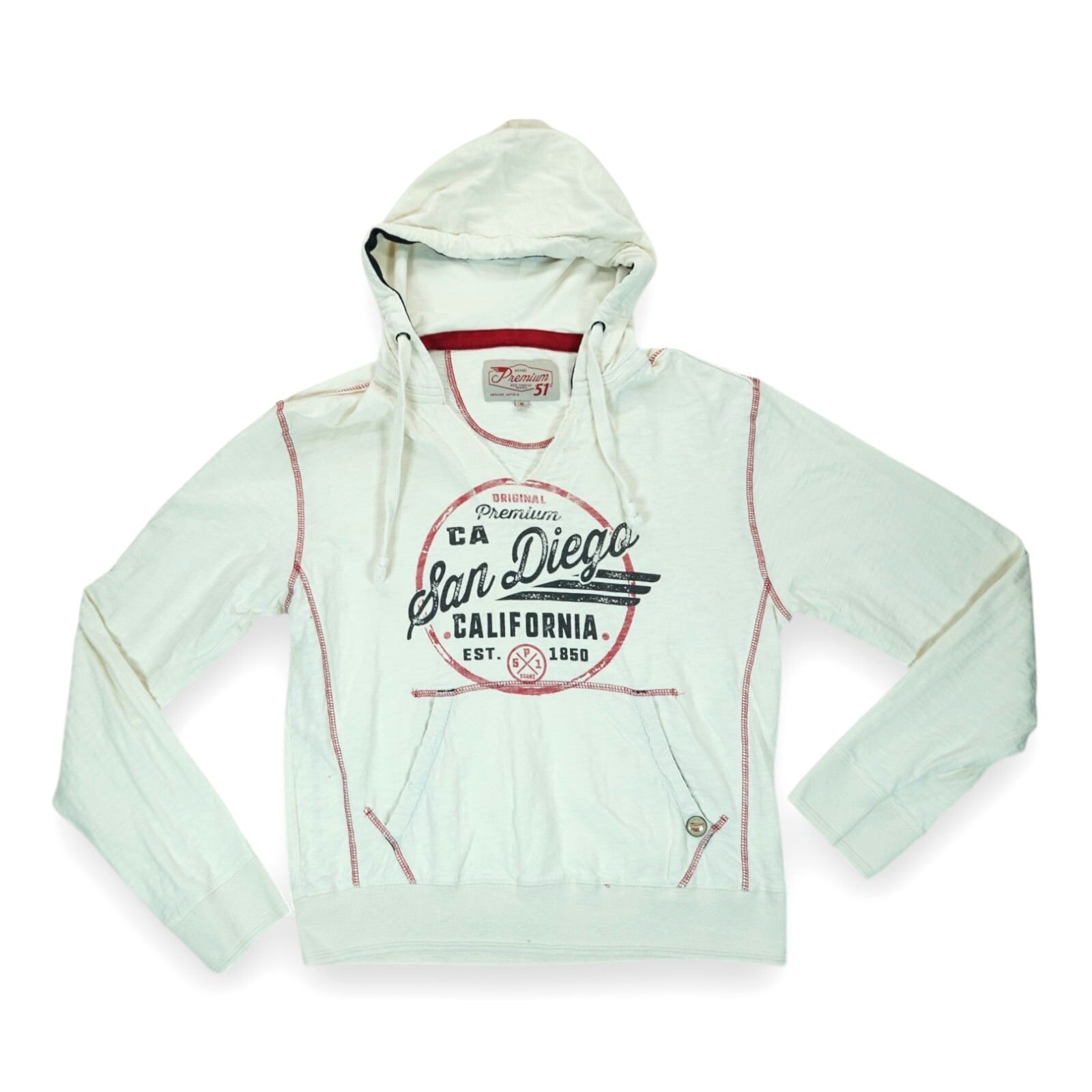 Brand Premium 51 Thread Hollywood California Hoodie Sweatshirt Sz M Beige
